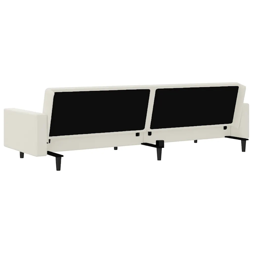 Divano Letto a 2 Posti Crema in Velluto 375946