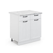 Mobiletto base per cucina Fame-Line Bianco rustico/Bianco 80 cm, PL Marmo Vicco