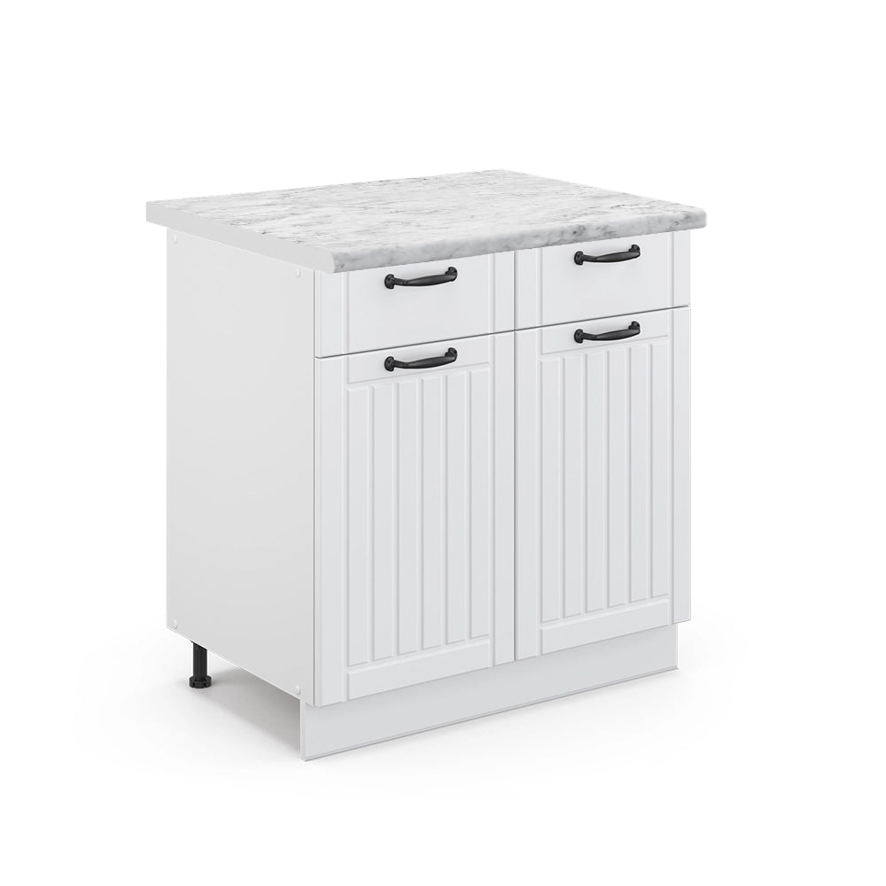 Mobiletto base per cucina Fame-Line Bianco rustico/Bianco 80 cm, PL Marmo Vicco