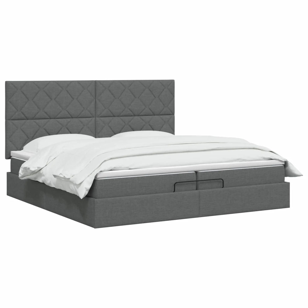 Letto Ottomano con Materasso e LED Grigio Scuro 200 x 200 cm 3458181