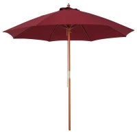 Ombrellone da Giardino 2.5x2.5 m con Tettuccio Antivento in Poliestere Rosso e Palo in Legno