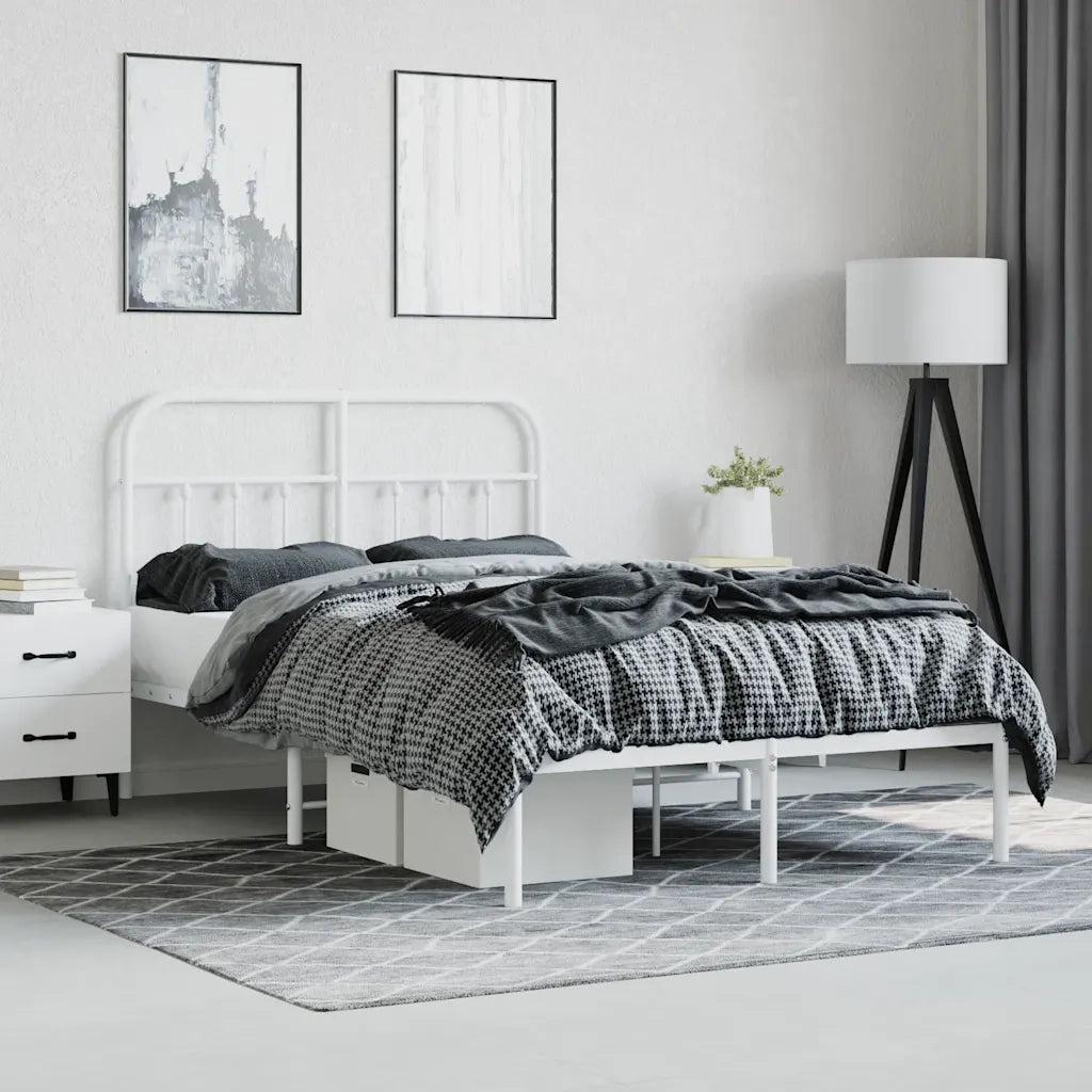 Giroletto con Testiera Metallo Bianco 120x190 cm 352624
