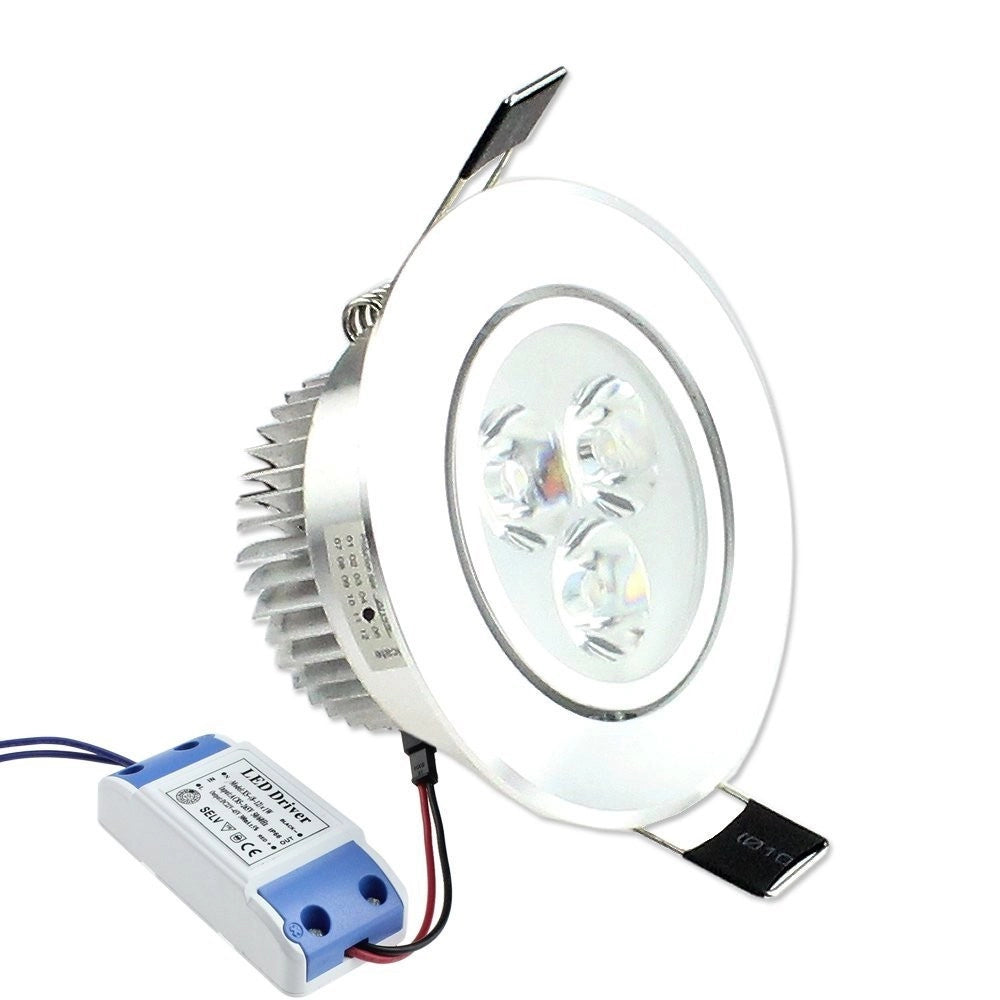 Trade Shop - Faretto 3 Led 3 W Ad Incasso Con Alette A Molla Rotondo Luce Fredda O Calda - -bianco Caldo      -