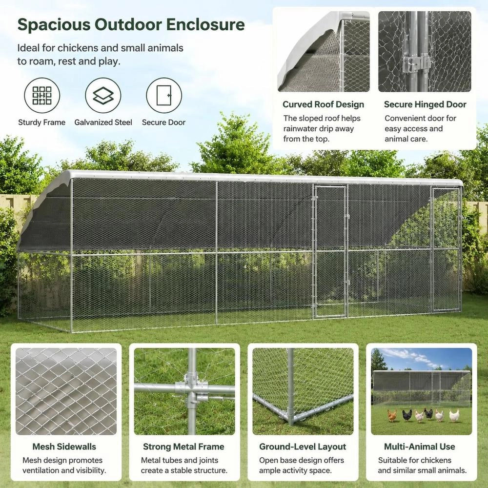 Chicken Cage Silver 600 X 200 X 198.5 Cm Galvanized Steel