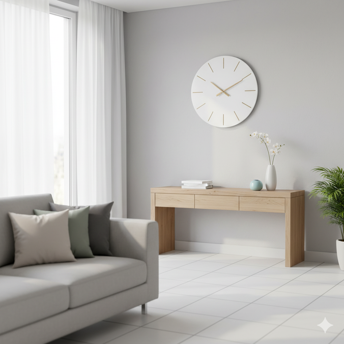 Orologio da Muro Ø 60x5 cm Timeline in Legno Bianco