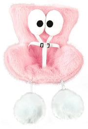 Autostoletto Pluche per Bambini - con Cuscino Pluche - Clip Breve/Lungo - Rosso/Translucido - ABS/Polyester - Dimensioni 14x13x10cm - Autostola per Bambini