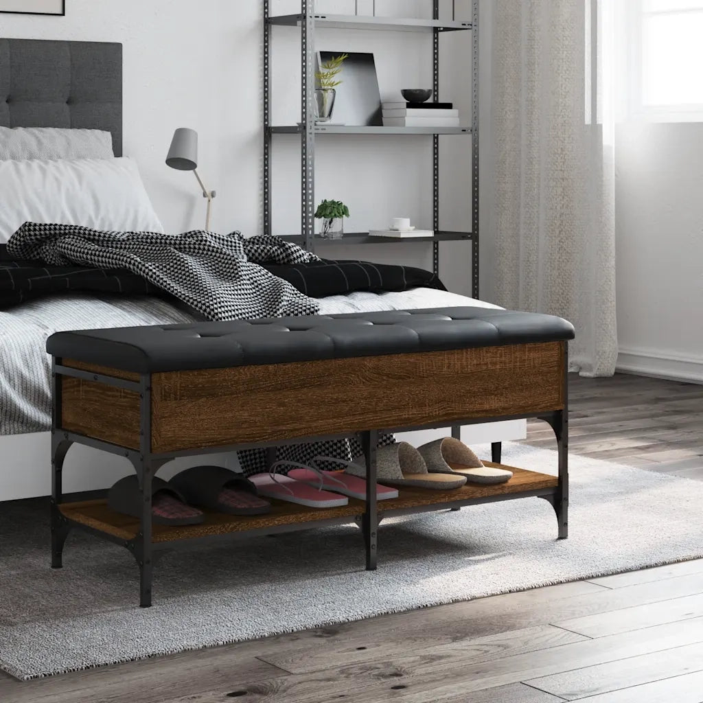 Panca Porta Scarpe-Sgabello-Panca Scarpiera Rovere Marrone 102x42x45cm Legno Multistrato