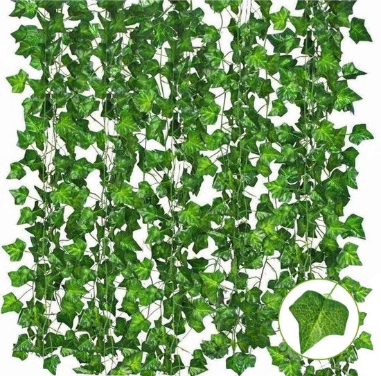 Foglie di Ficus Artificiale Perenni Pendenti per Decorazione Interna ed Esterna, 12 pezzi da 2,1 Metri