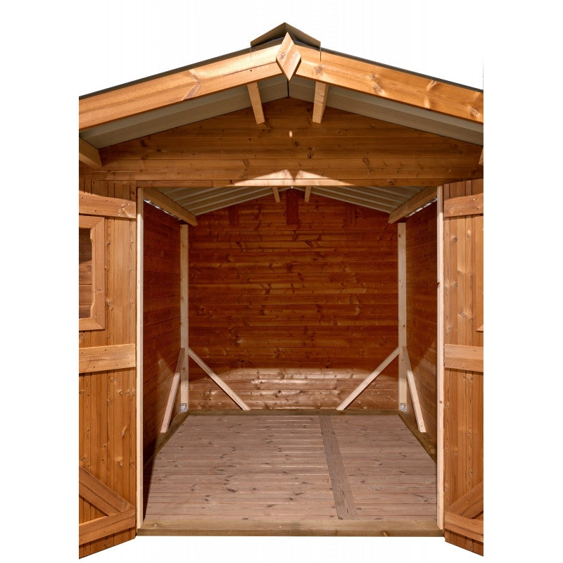 Casetta da giardino in legno termo-trattato – 235x215 cm – tavole 28 mm, tetto in acciaio zincato e struttura preassemblata – THA2421.02T Foresta