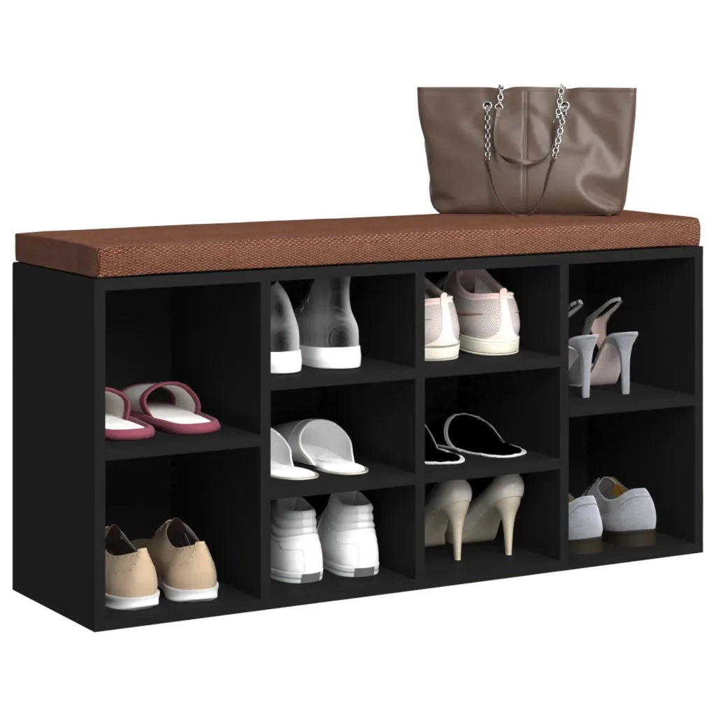 Scarpiera Nera 103x30x48 cm in Legno Multistrato 342609
