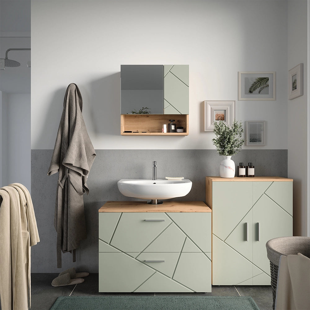 Vicco Set di mobili da bagno Verde salvia 3 parti