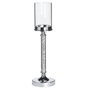 Portacandele in metallo argentato con paralume in vetro da 48 cm Centrotavola decorativo glamour