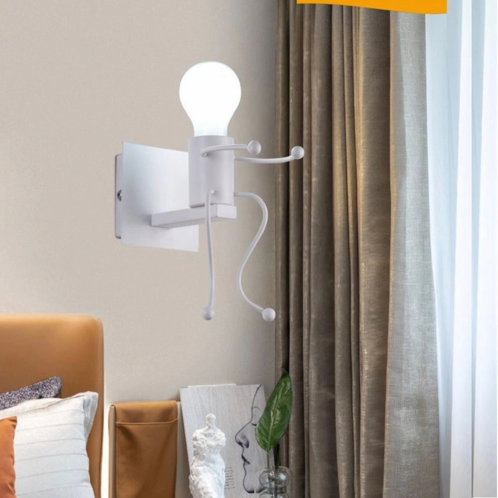 Applique Lampada da parete moderna con attacco E27 forma Omino Bianco seduto