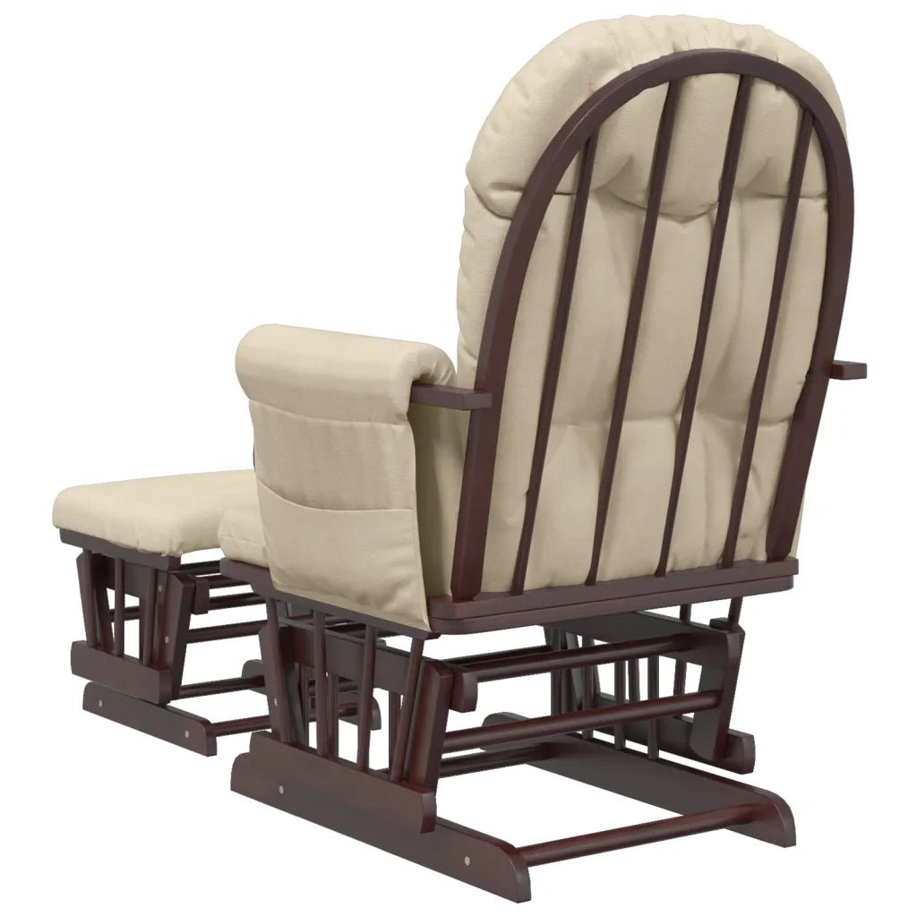 Poltrona | Sedia Relax Glider con Sgabello Bianco Crema in Tessuto