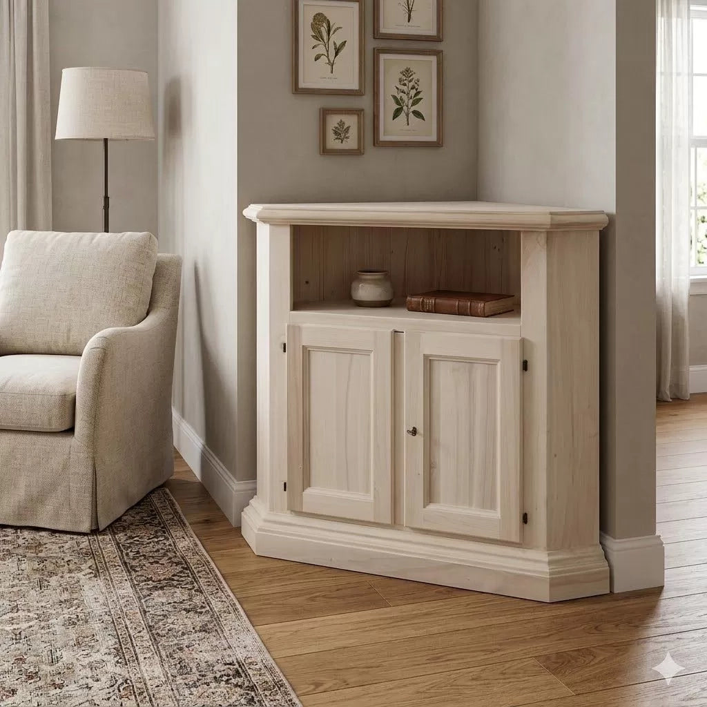 Porta tv angolare in legno classico 2 porte grezzo l.73 x 73 h.83 (208) - Mobili 2G
