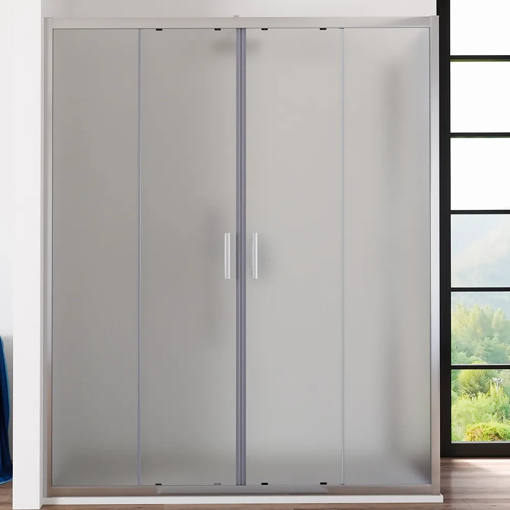 Box doccia angolare 80x160 cm vetro 6mm opaco apertura 2 ante scorrevoli | Favignana