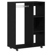 Mobile contenitore con ruote 80 x 40 x 110 cm pratico spazio contenitivo design moderno legno composito nero 02_0051800
