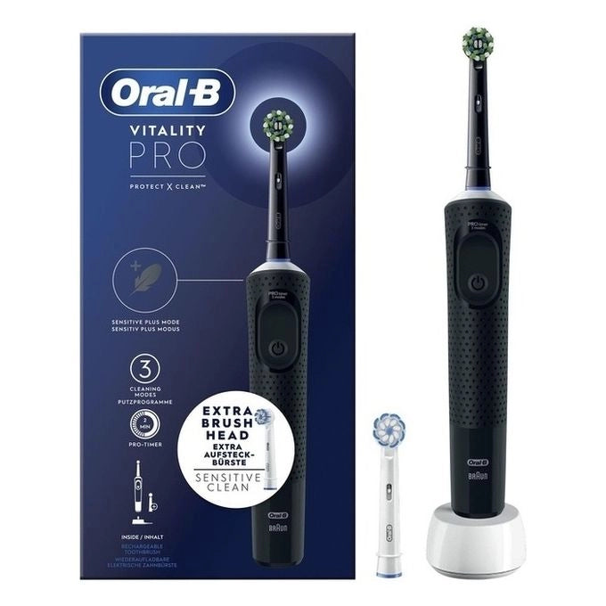 Oral-B Vitality Spazzolino Elettrico Ricaricabile Pro Nero, 2 testine