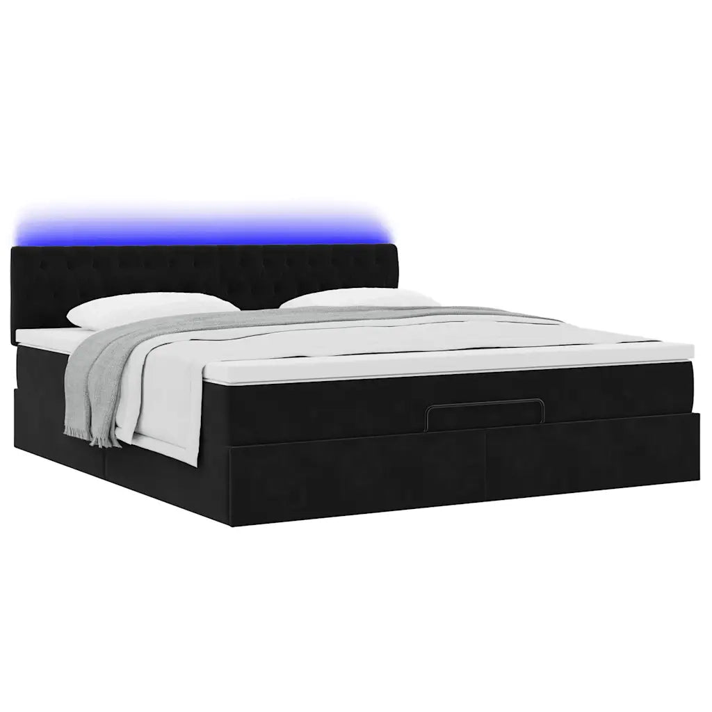 Struttura Letto Pouf con Materasso Nero 180x200 cm in Velluto 3312712