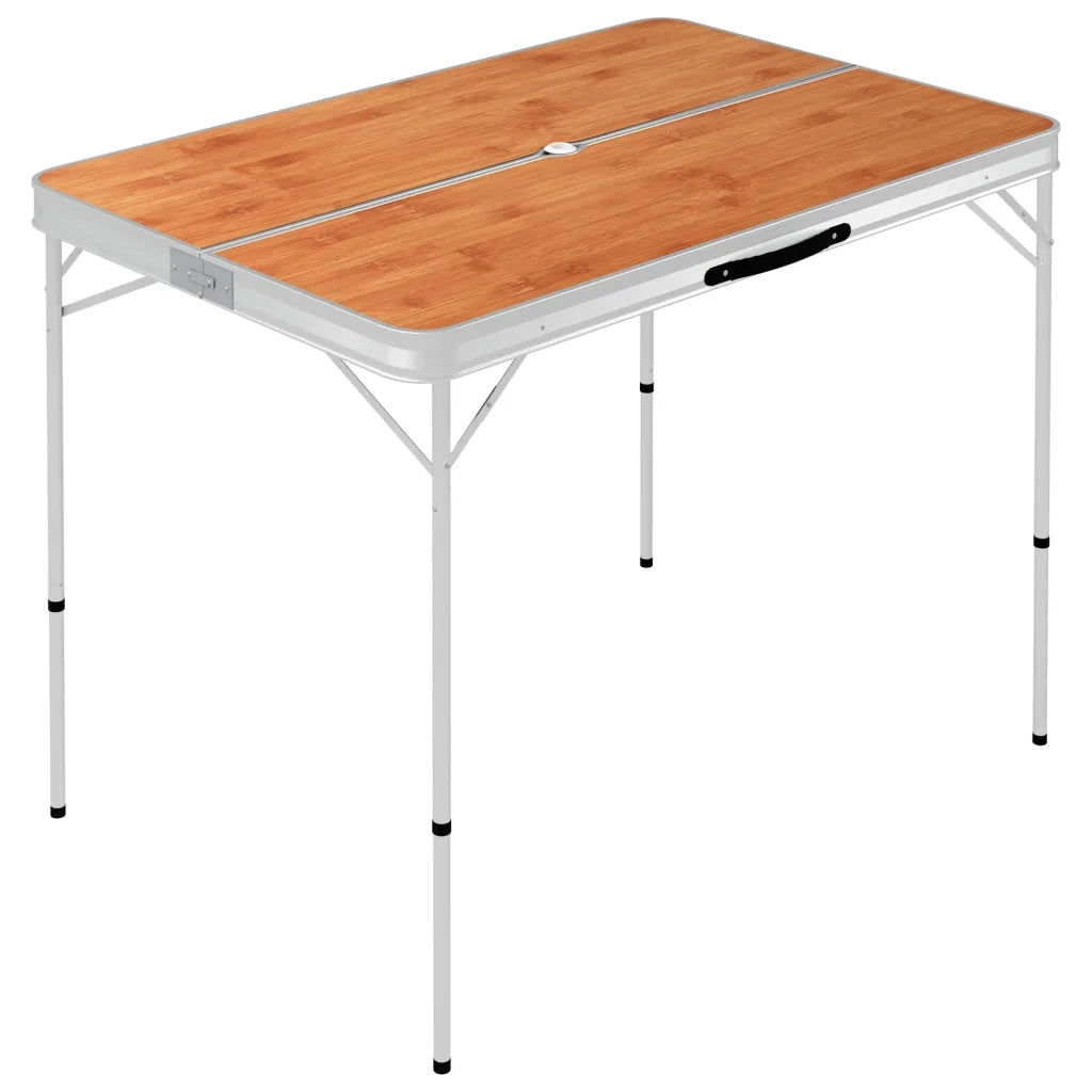 Tavolo da Campeggio Pieghevole e 2 Panche in Alluminio Marrone CFW9480702