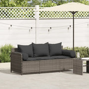 Divano da Giardino con Cuscini 3 Posti-Sofa da Giardino-Divano da esterno Grigio in Polyrattan 410789