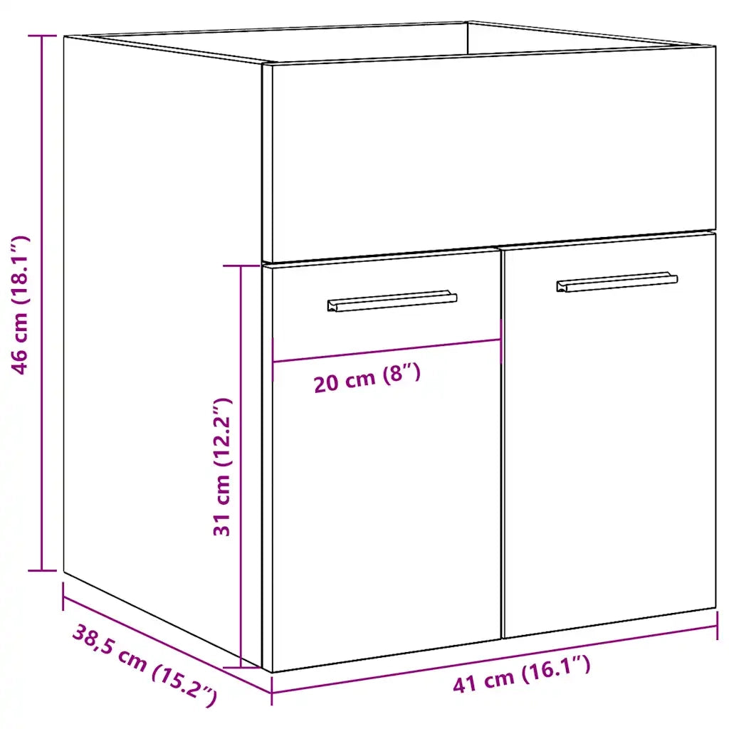 vidaXL Mobile Lavabo Bagno Rovere Sonoma 41x38,5x46 cm in Truciolato