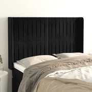 Testiera ad Orecchio Nera 147x16x118/128 cm in Velluto 3119868