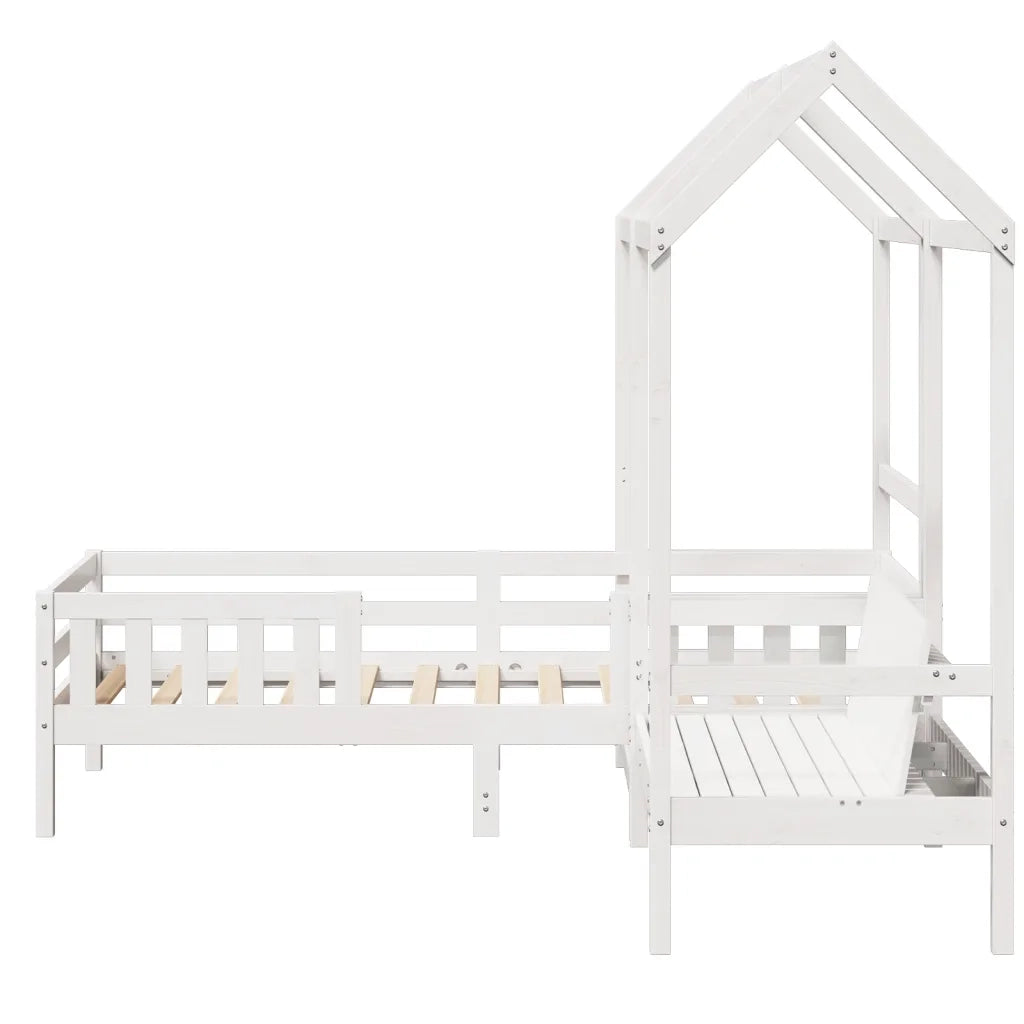 vidaXL Giroletto con Panca e Tetto Bianco 75x190cm Legno Massello Pino