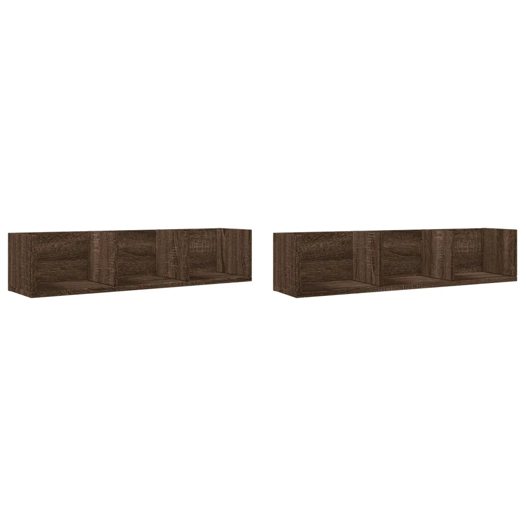 Armadietto a Muro | Mobili Parete 2 pz Rovere Marrone 75x18x16,5cm Legno Multistrato