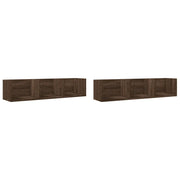 Armadietto a Muro | Mobili Parete 2 pz Rovere Marrone 75x18x16,5cm Legno Multistrato