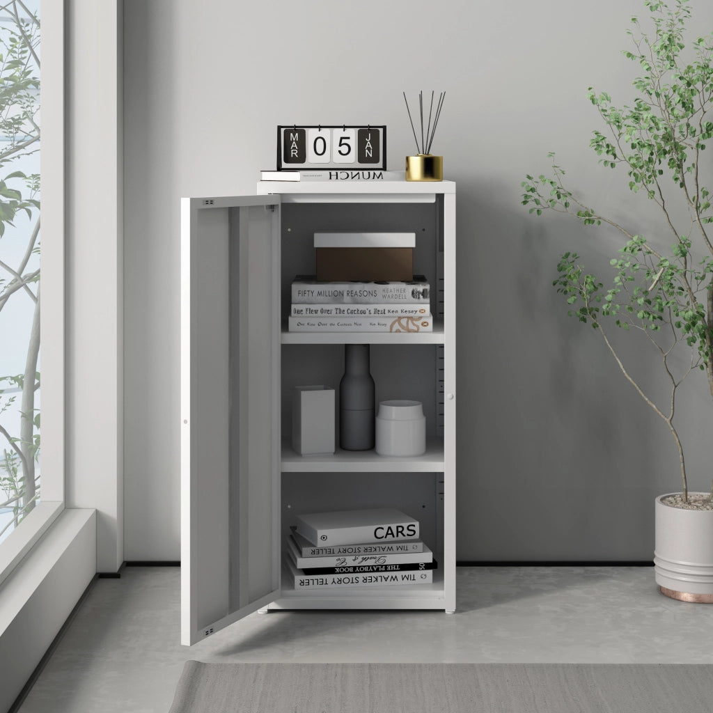 Armadio a Colonna Burlöv in Metallo Mobile per Archivio 88 x 40 x 35 cm Bianco [en.casa]