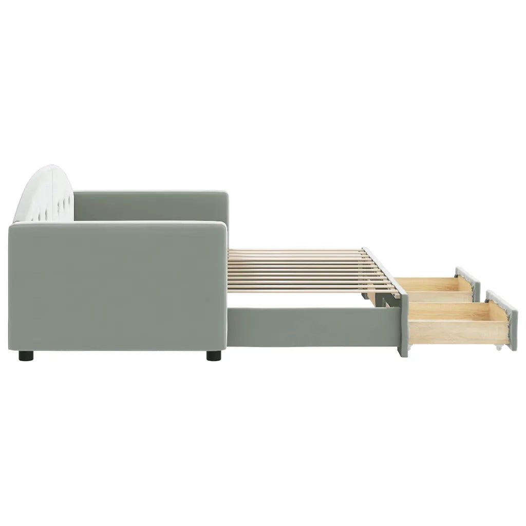 Divano Letto Estraibile Cassetti Grigio Chiaro 80x200cm Velluto 3197342