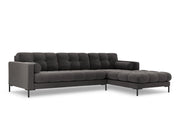 Cosmopolitan Design - Divano angolare destro "Bali" 5 posti in velluto grigio scuro 