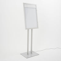 Espositore a Leggio con Piantana 51,4x79 cm in Alluminio con Led Porta Menù Silver