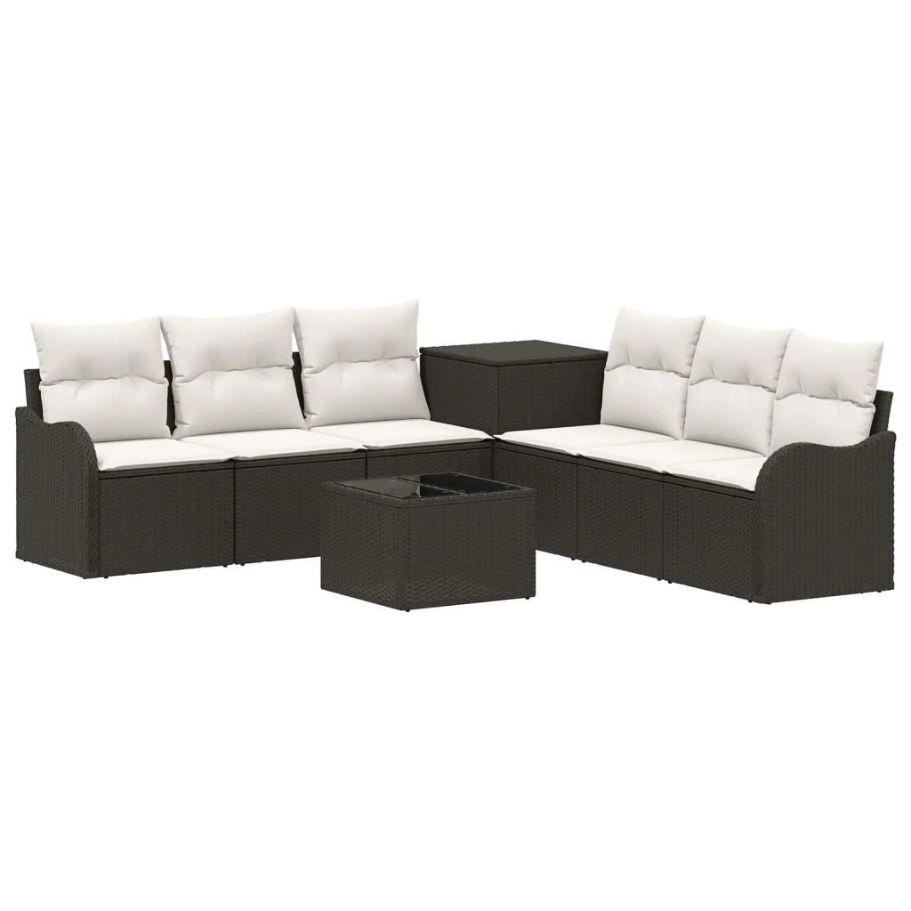 Set di divani 8 pz Nero e Bianco Crema 3448045