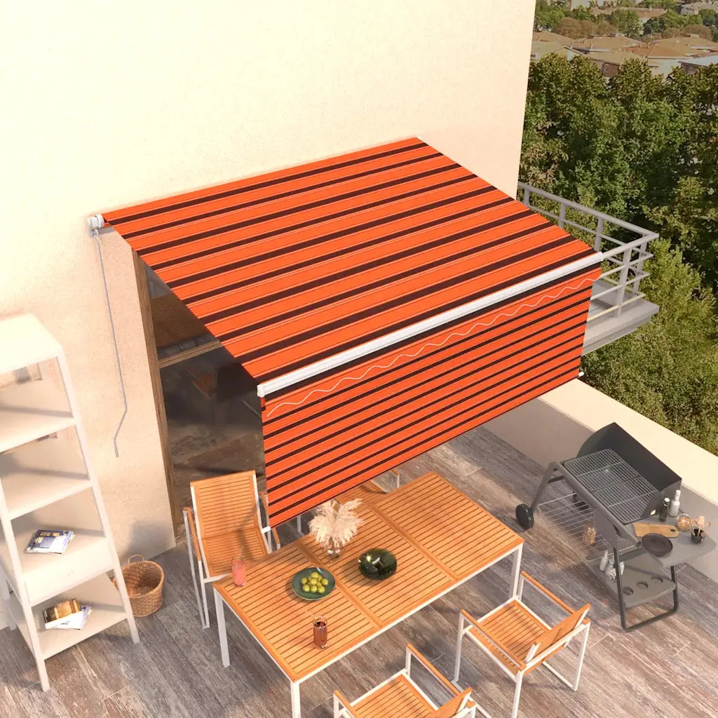 Tenda Retrattile Manuale Parasole 3,5x2,5m Arancione e Marrone 3069280