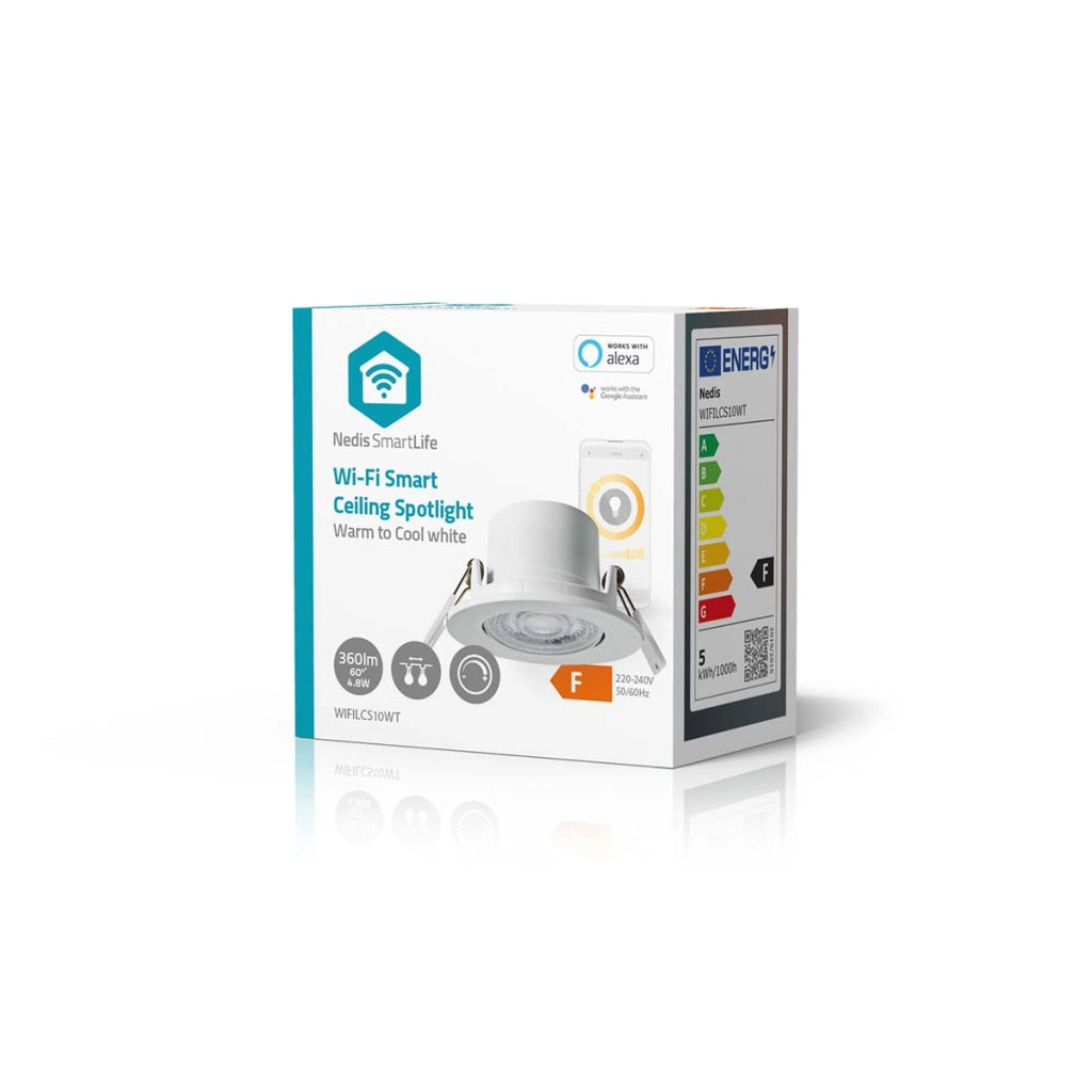 Plafoniera intelligente Wi-Fi rotonda con angolo di emissione regolabile 360lm 6500k Bianco Nedis