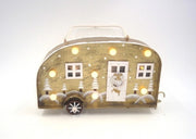 Decorazione casa Roulotte in legno luminosa 18 cm