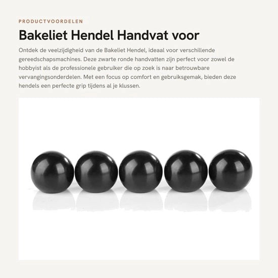 Manubrio di Bakeliet di Alta Qualità - Handgrip a Sfera - Sostituzione - Adatto per Macchine - Sicurezza e Comfort - Manubrio di Mano