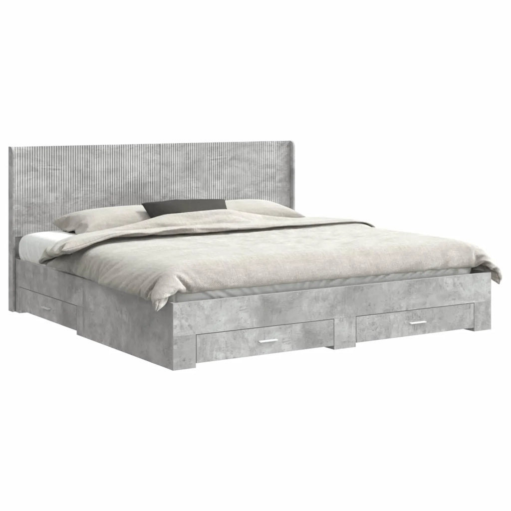 Struttura del letto con stoccaggio e testata Grigio Cemento 3414076