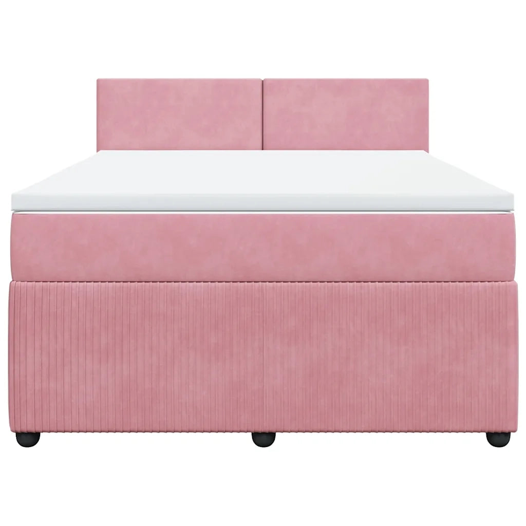 Giroletto a Molle con Materasso Rosa 140x200 cm in Velluto