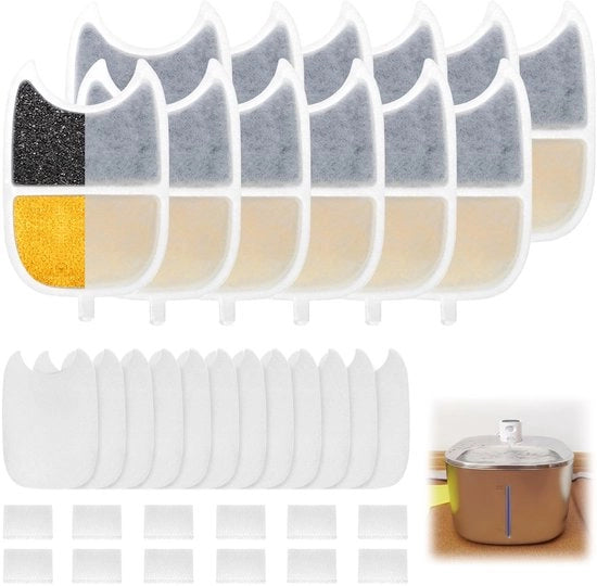 Filtro per fonte per gatti 12 pezzi, filtro di ricambio e set di accessori per fonte per gatti 4L.