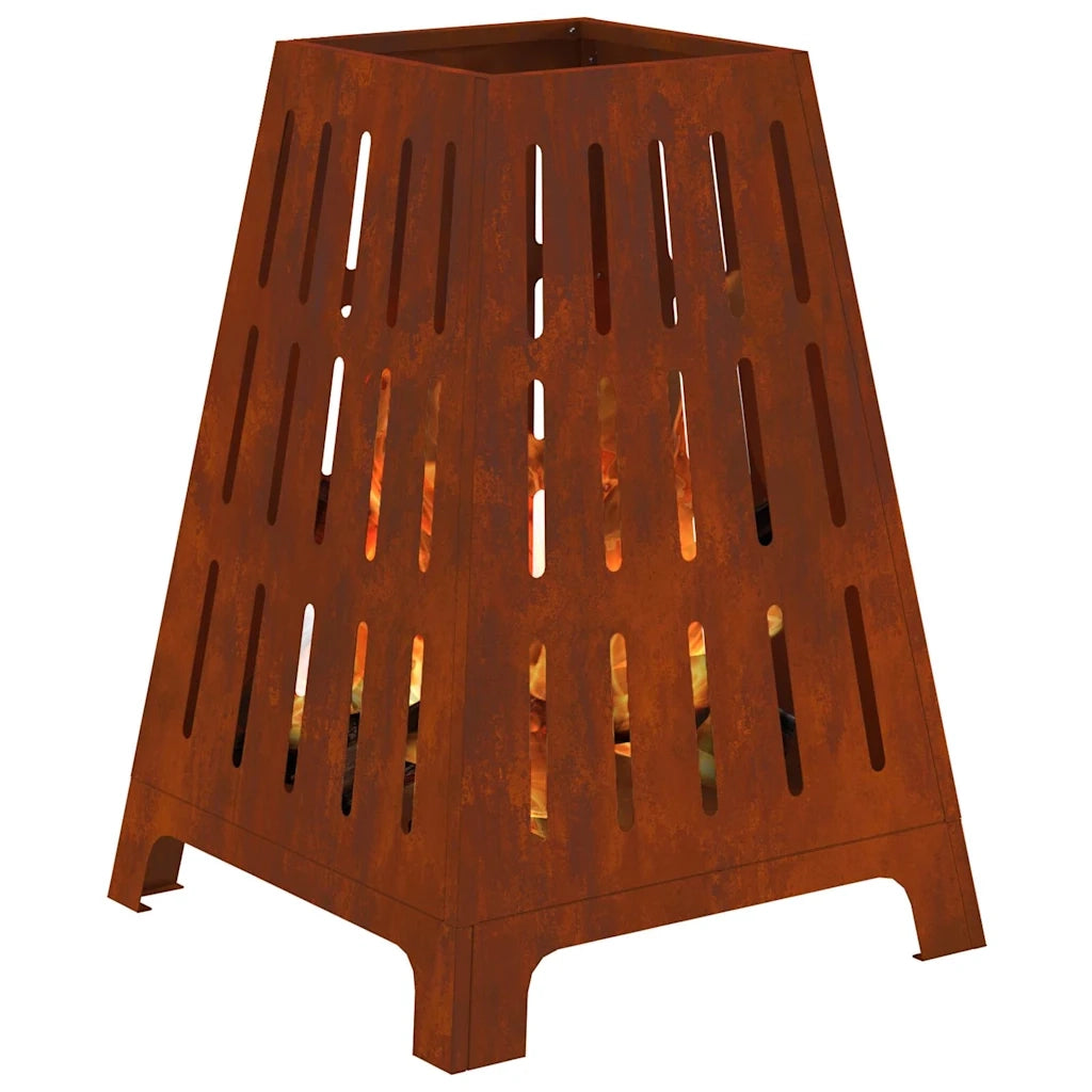 Focolare-Stufa-Camino Marrone 50 x 50 x 70 cm acciaio corten