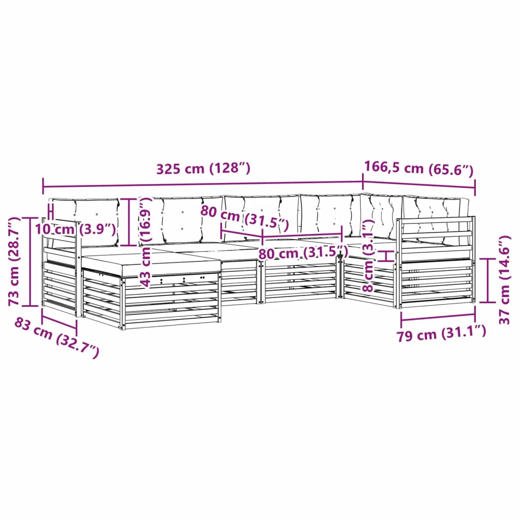 Set di divani da esterno 6 pz Bianco e Antracite Poliestere 3390747