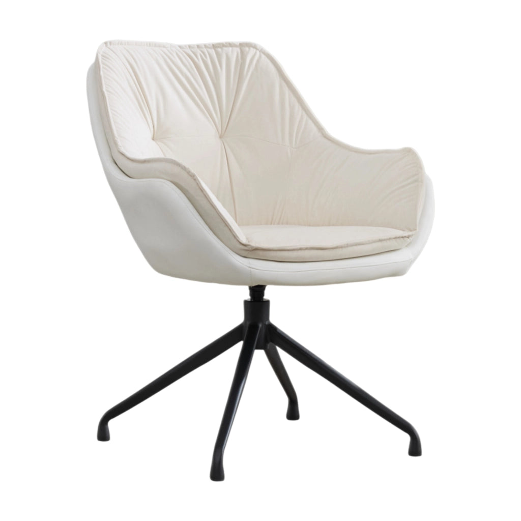 Poltrona da ufficio girevole a 360° in similpelle beige HOMVRA