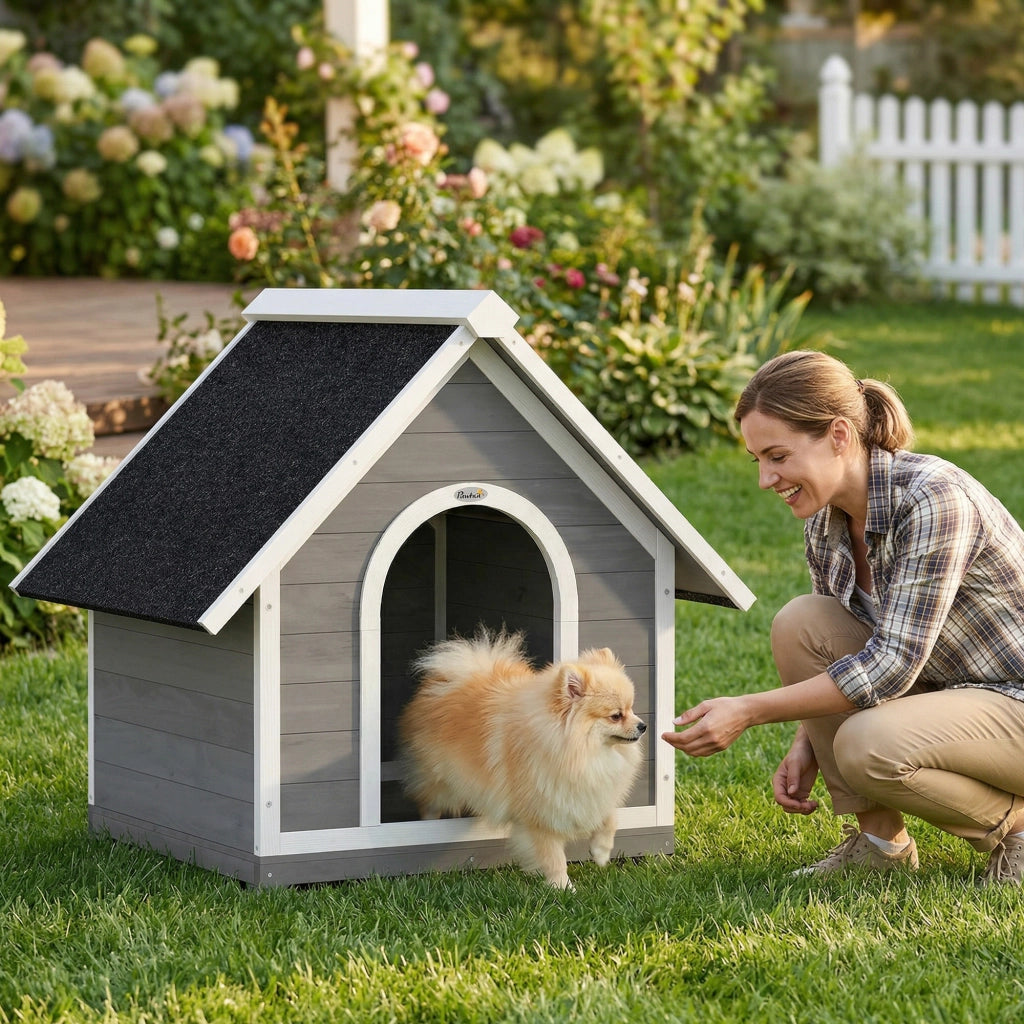 Casetta per Cane da Esterno ¨C zephmum ¨C 84x101x86 cm Grigio e Bianco