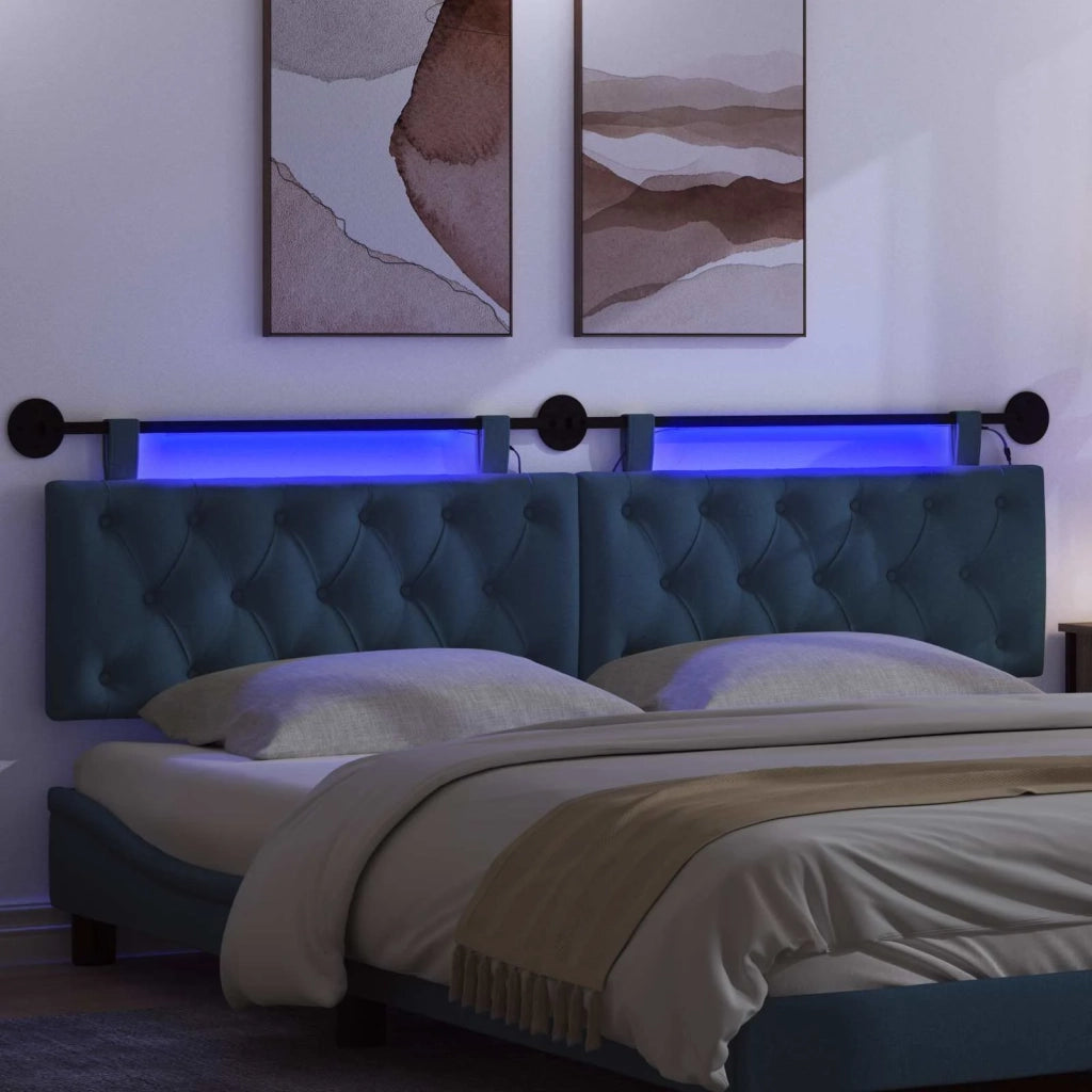 Testiera | Testata sospesa Con luce LED Blu Tessuto