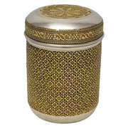 Barattolo in metallo sbalzato oro 9x9x12