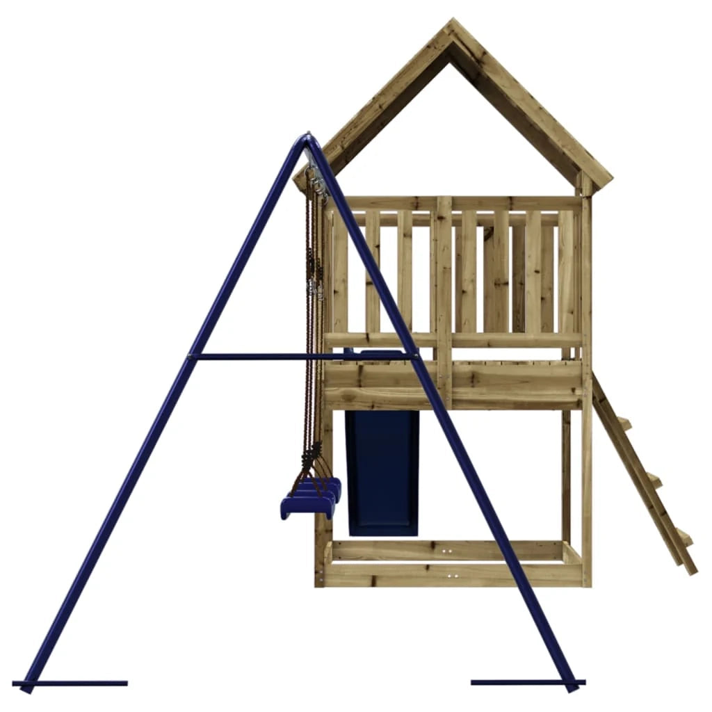 Area giochi all'aperto con altalene scivolo e robuste strutture per arrampicarsi  giochi da giardino 564 x 235 x 228 cm legno di pino impregnato 02_0004819