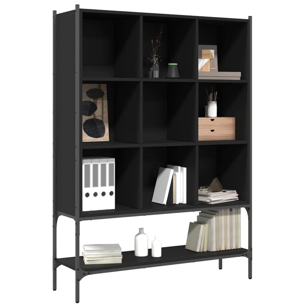 Libreria Nera 102x30x141,5 cm in Legno Multistrato